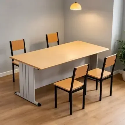 durable classroom desk & chair set with anti corrosion legs, anti collision edges, ideal for students & schools.