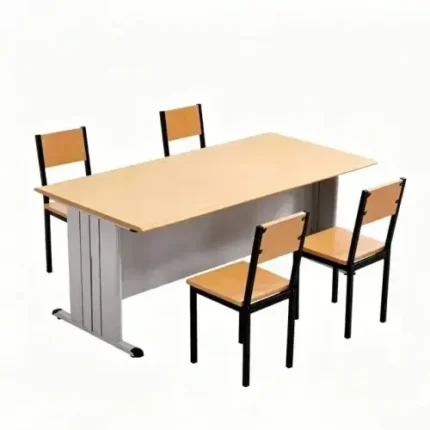 durable classroom desk & chair set with anti corrosion legs, anti collision edges, ideal for students & schools.