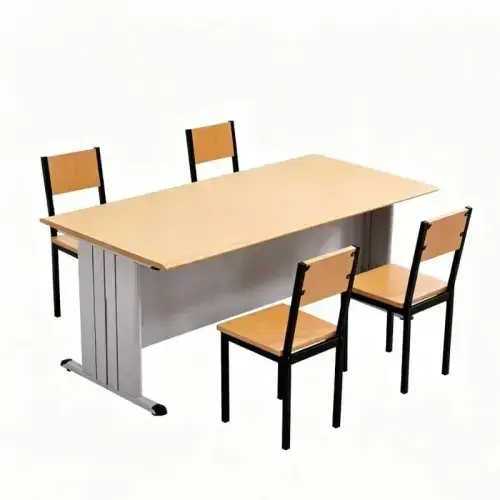 durable classroom desk & chair set with anti corrosion legs, anti collision edges, ideal for students & schools.