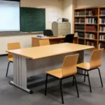 durable classroom desk & chair set with anti corrosion legs, anti collision edges, ideal for students & schools.