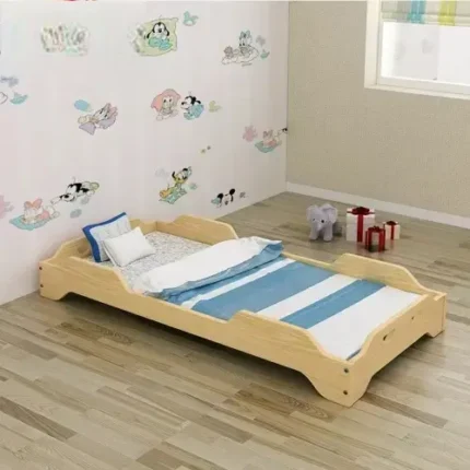 single stackable wooden bed for kids space saving
