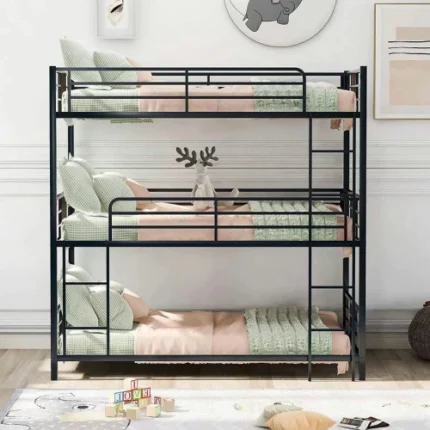 single and double layer iron beds in kindergarten